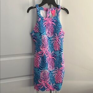 Lilly Pulitzer Pink and Blue Halter Sheath Dress